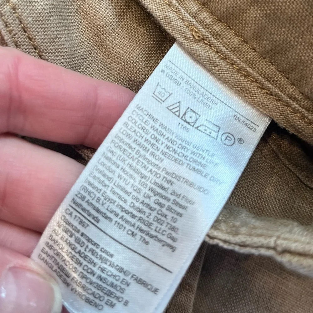 Banana Republic Linen Wide Leg High Rise Trousers Tan Khaki Women‘s Pants Size 4